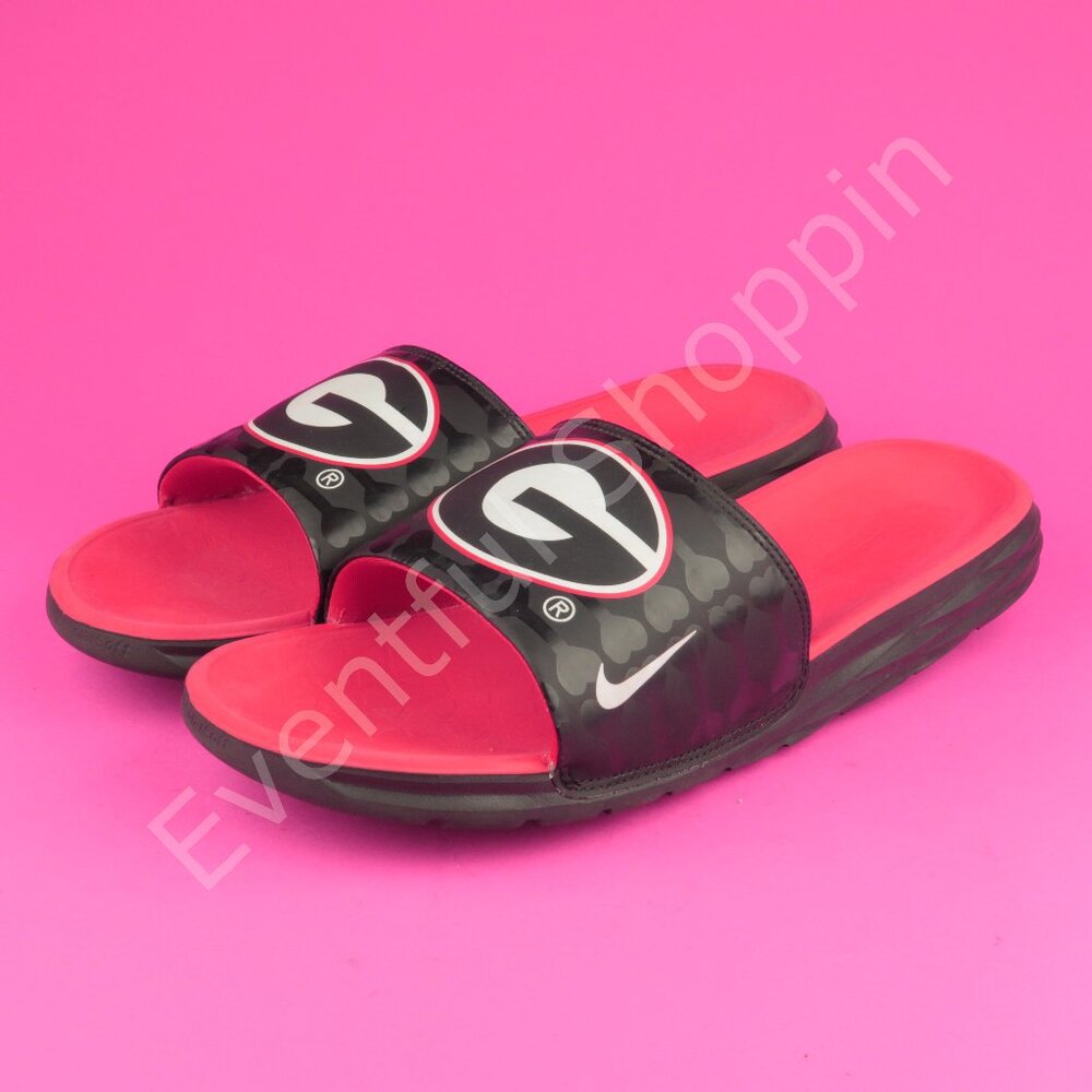 Nike Georgia Bulldogs Slip On Slides Sandals in Black / Red Size 13 - Picture 1 of 9